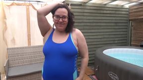 Blue Swimsuit in Hot Tub