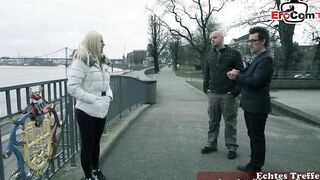 german naive blonde 19 year old pick up after flirt on street three-way