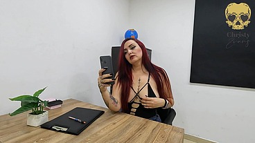 Kinky teacher masturbating in the classroom