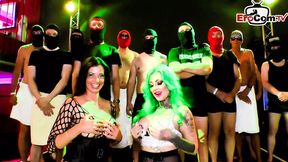 German amateurs share a creampie gangbang at a homemade party
