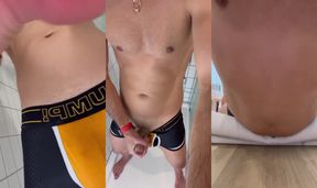 Destroyed by desperate pee drip and humping orgasm