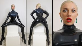 Dominant mistress in totally latex outfit