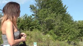 Sexy French sluts sharing big dick by the river