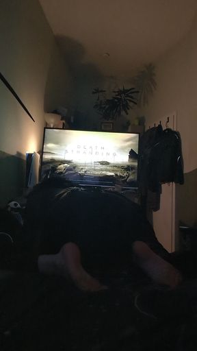 Petsuit Wiht Hood Weile Vibed Selfbondage