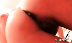 Kinky slut pissing in glasses and sharing pee with her BF