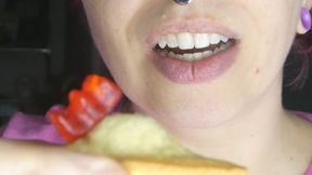 Madeleine Cookies and a Red Gummy Bear Meet Big Sharp Teeth