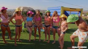 ”Sexy group sex with 8!! women!”