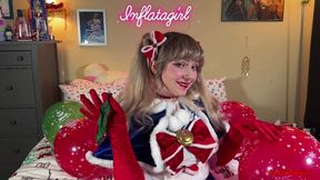 Festive Sailor Moon Sensually Blows, Licks, and Spits In Christmas Balloons With Accidental Blow To Pop - Balloon Blow Fetish - Accidental Balloon Pop - Balloon B2p - Lips Fetish - Spitting Fetish - Cosplay - Inflatagirl