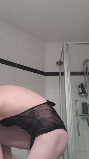 Straight Boy in Black Sexy Lingerie