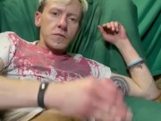 Beermunkie jerks his rock hard cock explodes punk cum fat nut intense orgasm dirty bi straight trash