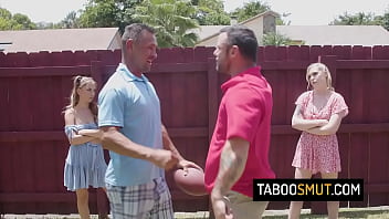 Horny stepdaughter fuck with their stepdads after a game of football - Macy Meadows, Krissy Knight