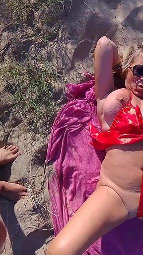 My Stepson Jerks off on Me on a Nude Beach
