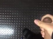 public jerk on stairwell