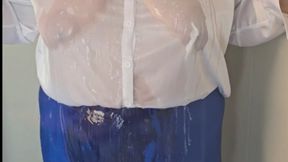 Satin Blouse in the Shower