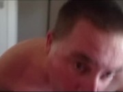 Gay chaser blowjob, cumeating and face slapping