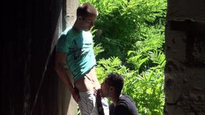 Straight sucked by ebony outdoor