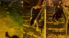 amateur boy catches his friend pissing in the street and touches his cock