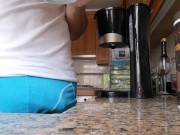 Watch my morning routine from having a coffee and a cig 8n underwear til undressing and jerking off