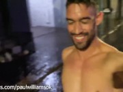 Very risky naked walk outside in the rain