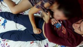 stepsister and stepbrother have fun while parents are not at home - full unedited amateur video