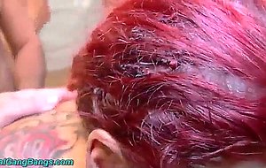 Redhead tattooed angel sky gangbanged