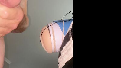 Orgasm - Cum with Autoblow and Electro Stimulation - Slow Motion of the Cum