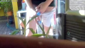 Redhead Boy 18+ tries to pee in a bottle hiding from his friend. Caught, it ends up in watersports and a gay blowjob