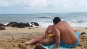 Real mature couple, We are almost discovered on the beach