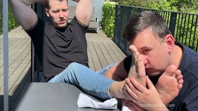 Hot Balcony Worship: Servicing Nicolas's Sweaty Soles Under the Sun