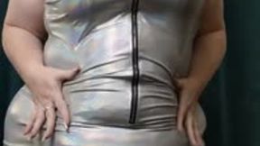 Silver Zipdown Holographic Minidress Ass Tease