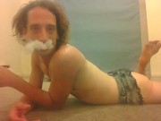 Adorable Transgirl Vaping Playing with Own Feet