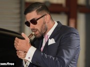 BROMO - Tattooed Criminal Chris Damned Bends Sexy Nate Grimes Over And Fists His Tight Ass