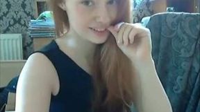 Pale cute teen bent over to tickle her fresh tight pussy just a bit