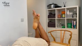 Foot worshipping in the pose