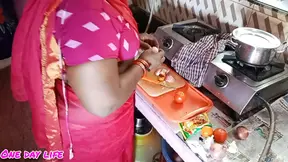 Neelaveni's Indian wife gets dirty and wild in her kitchen, rough sex ahead!