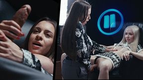 Shemale Time Stop Sex - Big Tits Brunette Grows Futa Cock and Freeze Fucks Blonde Girl