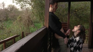 Petite horny teen fucked in public park - Almost caught! - Outdoor amateur sex