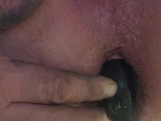 Fucking my ass with huge dildo stretching wide with inflatable and deep Tell i cum and pass