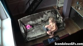 Clip of my hot nude GF leaving the living room with her laptop