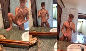 Romeo Twink jerks and cums in bathroom -