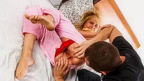 Blonde Slut Tied up and Ass Spread to be Licked and Fucked