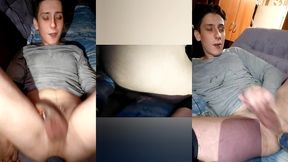passive fuck destroys the anal. riding a big cock on the couch.