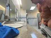 Changing clothes fully naked in public restroom.  My favorite thing!