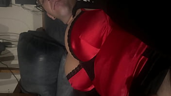 Crossdresser in satin