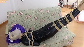 Asian Girl Hooded In Catsuit