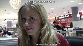 Two blonde sucking dick in a McDonald'_s toilet