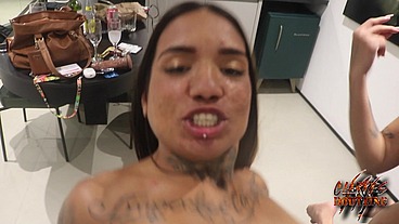 Three Lovely Brazilian Babes and one Big Black Cock in dem holes
