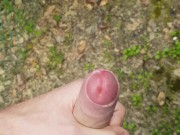 Italian teen jerks off his uncut cock and sprays cum everywhere at a public park 💦