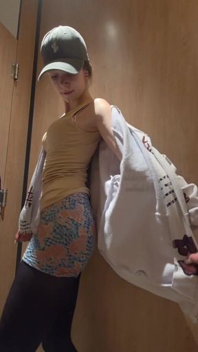 girl shows her ass in tights and panties