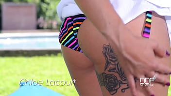 Sultry French Blonde Strips Bikini for Pussy Fingering Fun